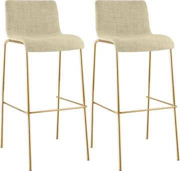 Set van 2 Barkrukken Hover - Stoffen Zitting | Kleur: Creme | Afmetingen: 43x48x100 cm