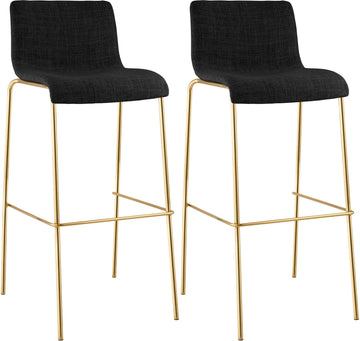 Barkrukken Hover 2 stuks - Stof, Goud Onderstel | Kleur: Donkergrijs | Afmetingen: 43x48x100 cm