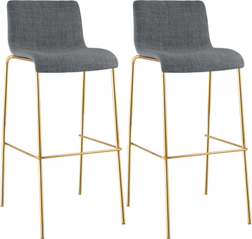 Set van 2 Barkrukken Hover Stof Goud | Kleur: Licht grijs | Afmetingen: 43x48x100 cm