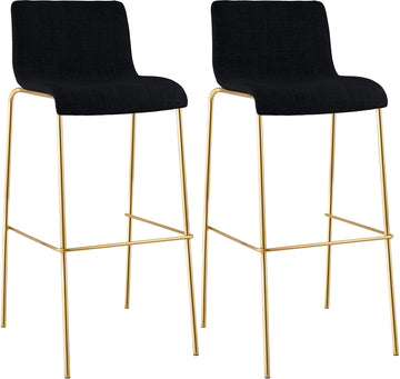 Set van 2 Barkrukken Hover - Stoffen Zitting | Kleur: Zwart | Afmetingen: 43x48x100 cm