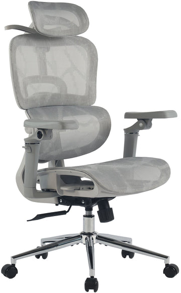 Jenson ergonomische bureaustoel met hoofdsteun | Kleur: grijs | Afmetingen: 71x72x109 cm