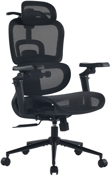 Jenson ergonomische bureaustoel met hoofdsteun | Kleur: zwart | Afmetingen: 71x72x109 cm