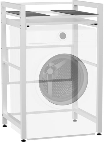 Wasmachine- en drogerrek Juri - Stalen onderstel | Kleur: Wit | Afmetingen: 73x64x115 cm