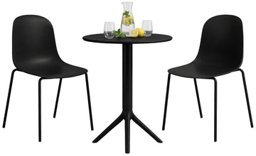 Tuinmeubelset Torin met 2 stoelen | Kleur: zwart | Afmetingen: 162x60x85 cm