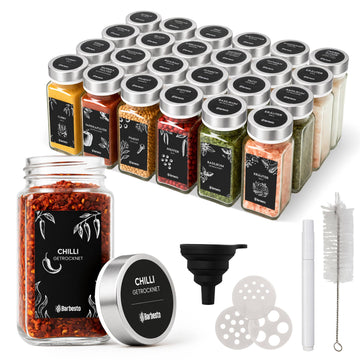 Set van 24 vierkante kruidenpotjes 120 ml | Kleur: zilver | Afmetingen: 4.5x4.5x10.5 cm