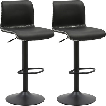 Set van 2 barkrukken Henchy - Kunstleer | Kleur: zwart | Afmetingen: 41x47x85 cm