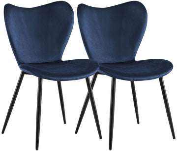 Set van 2 Maika eetkamerstoelen - Gestoffeerd | Kleur: Donkerblauw | Afmetingen: 50x58x80 cm
