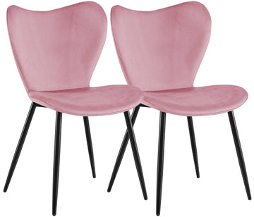 Set van 2 Maika eetkamerstoelen - Gestoffeerd | Kleur: Roze | Afmetingen: 50x58x80 cm