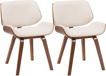 Set van 2 Eetkamerstoelen Beverley | Kleur: walnoot/creme | Afmetingen: 55x41x80 cm