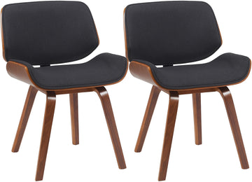 Set van 2 eetkamerstoelen Beverley - Retro | Kleur: walnoot/zwart | Afmetingen: 55x41x80 cm