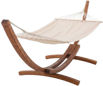 Hangmat Miramar met eucalyptushouten standaard | Kleur: creme | Afmetingen: 120x400x107 cm