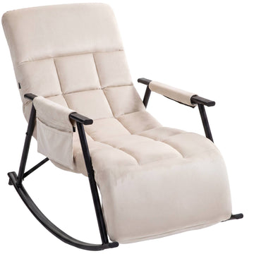 Schommelstoel Elara - Verstelbare relaxstoel | Kleur: Creme | Afmetingen: 61x100x66 cm