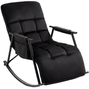 Schommelstoel Elara - Verstelbare relaxstoel | Kleur: zwart | Afmetingen: 61x100x66 cm