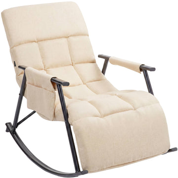 Schommelstoel Elara - Verstelbare relaxstoel | Kleur: creme | Afmetingen: 61x100x66 cm