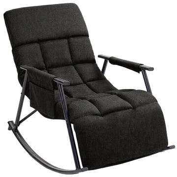 Schommelstoel Elara met voetensteun | Kleur: donkergrijs | Afmetingen: 61x100x66 cm