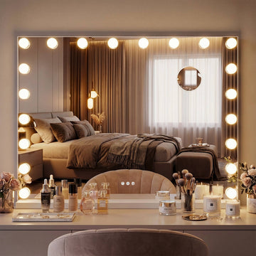 Make-upspiegel Norlina met LED-verlichting | Kleur: Wit | Afmetingen: 80x14x62 cm
