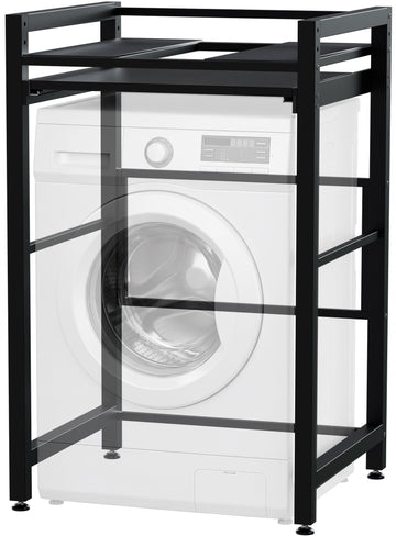 Wasmachinerek Alara - Met uittrekplateau | Kleur: zwart | Afmetingen: 60x60x180 cm