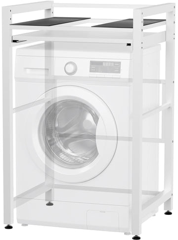 Wasmachinerek Alara met uittrekplateau | Kleur: wit | Afmetingen: 60x60x180 cm