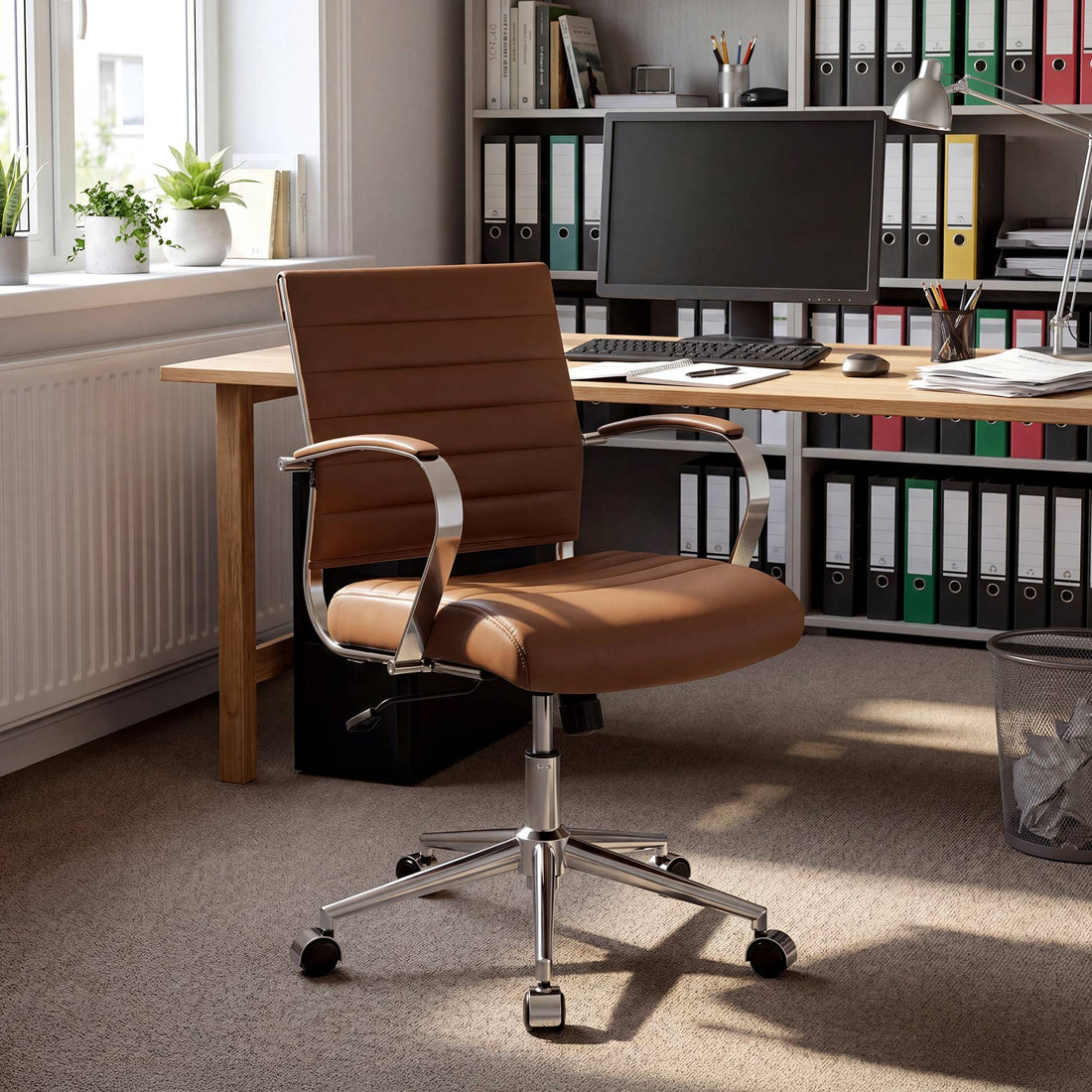 Kontorsstol Oakland - Ergonomisk | Färg: ljusbrun | Mått: 57x62x90 cm