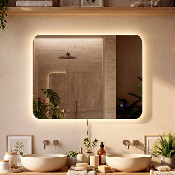 Badkamerspiegel met verlichting Palmiro | Kleur: helder/glas | Afmetingen: 80x3x60 cm