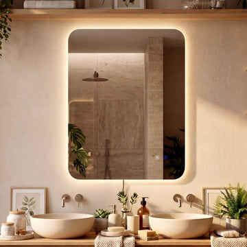 LED-badkamerspiegel Palmiro met anti-condens | Kleur: helder/glas | Afmetingen: 70x3x90 cm