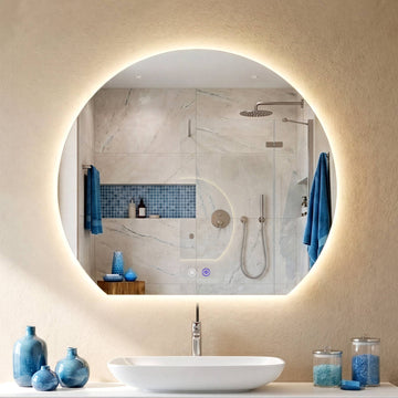 Badkamerspiegel Baloni - Halfronde LED-spiegel | Kleur: helder/glas | Afmetingen: 60x3x50 cm