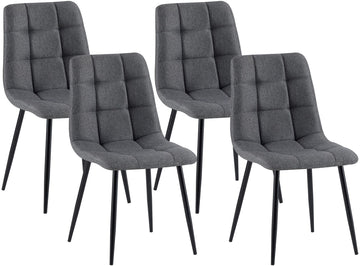 4 eetkamerstoelen Asti - Stof | Kleur: Donkergrijs | Afmetingen: 45x55x84 cm