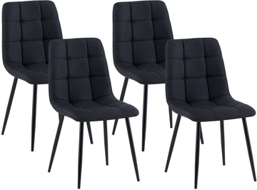 Set van 4 eetkamerstoelen Asti - Stoffen bekleding | Kleur: zwart | Afmetingen: 45x55x84 cm