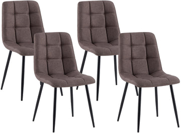Set van 4 eetkamerstoelen Asti - Stoffen bekleding | Kleur: bruin | Afmetingen: 45x55x84 cm
