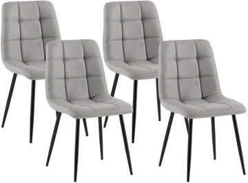 4 eetkamerstoelen Asti - Stoffen bekleding | Kleur: Lichtgrijs | Afmetingen: 45x55x84 cm