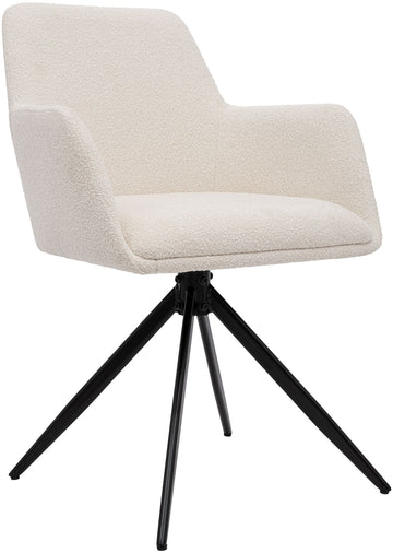 Eetkamerstoel Olema Teddy stof - 180° draaibaar | Kleur: creme | Afmetingen: 56x58x82 cm