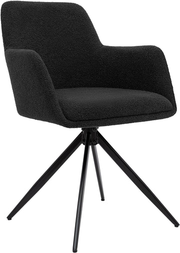 Eetkamerstoel Olema Teddy stof - 180° draaibaar | Kleur: Donkergrijs | Afmetingen: 56x58x82 cm