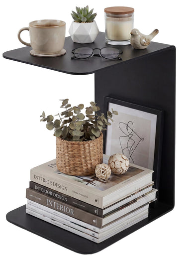 Bijzettafel Selby - C-vormig | Kleur: zwart | Afmetingen: 28x38x48 cm