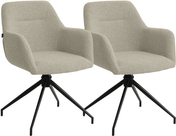 Set van 2 Eetkamerstoelen Merlinda met Teddy Stof | Kleur: Taupe | Afmetingen: 58x60x85 cm