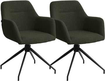 Set van 2 Eetkamerstoelen Merlinda Teddy | Kleur: Donkergroen | Afmetingen: 58x60x85 cm