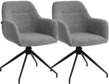 Set van 2 Eetkamerstoelen Merlinda Teddy | Kleur: Grijs | Afmetingen: 58x60x85 cm