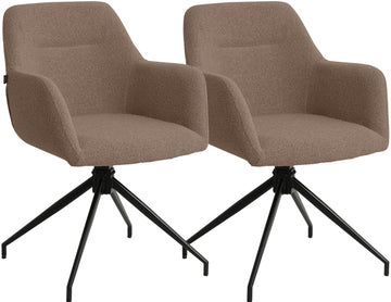 Set van 2 Merlinda eetkamerstoelen met teddy stof | Kleur: Bruin | Afmetingen: 58x60x85 cm