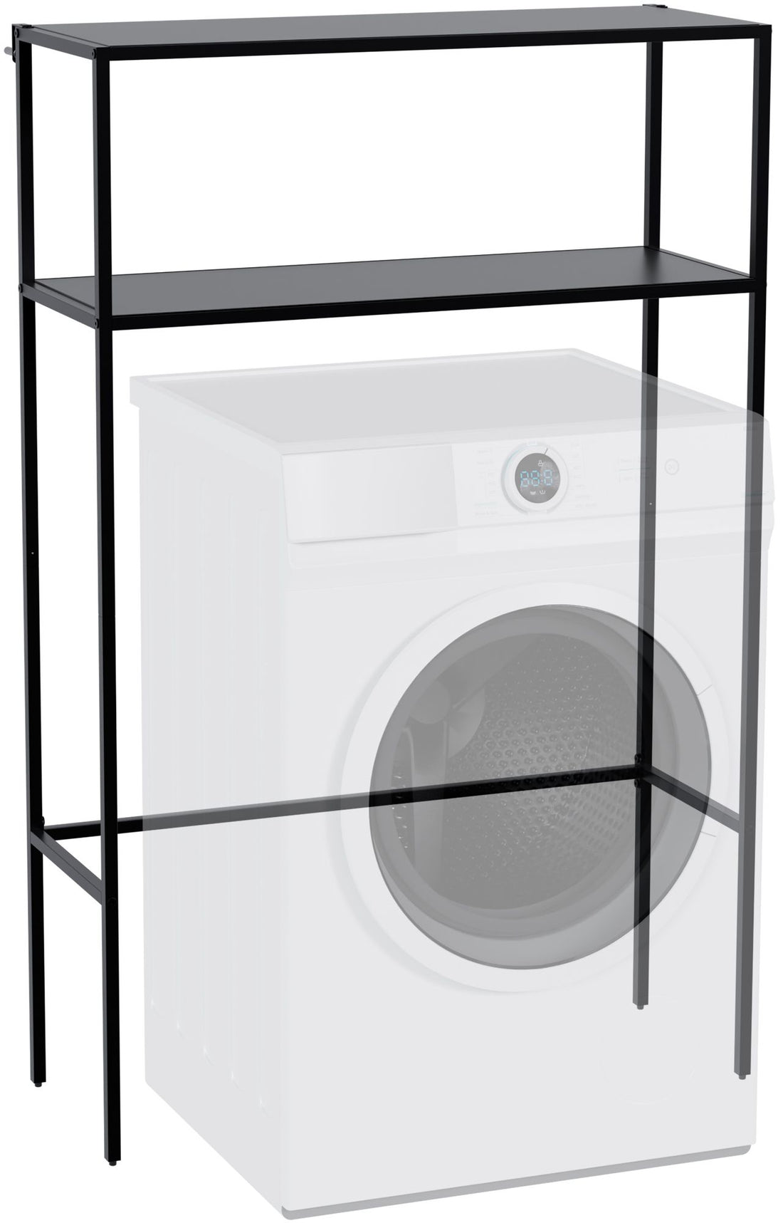 Wasmachinerek Kendal - Opbergrek boven wasmachine | Kleur: zwart | Afmetingen: 81x30x125 cm