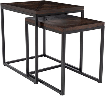 Set van 2 bijzettafels Talero - Nesttafels | Kleur: bruin | Afmetingen: 48x38x47 cm