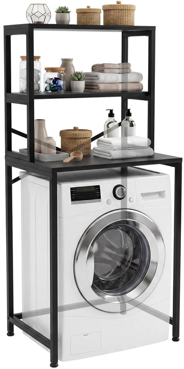 Torbay wasmachineplank - Opbergrek | Kleur: Zwart | Afmetingen: 68x50x155 cm