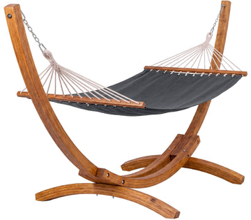 Hangmat met standaard Herriman | Kleur: grijs | Afmetingen: 318x118x122 cm