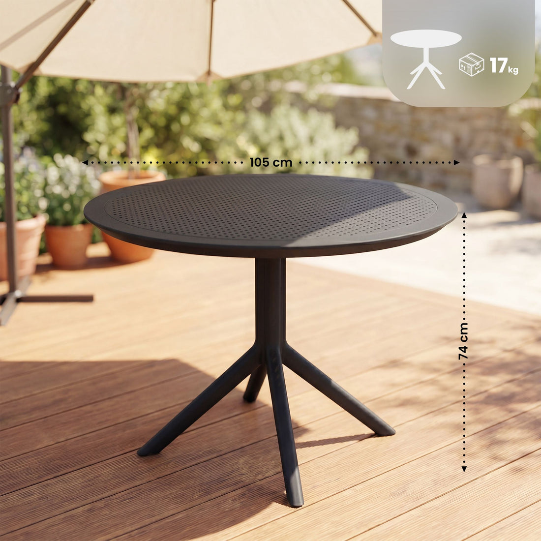 Runder Bistrotisch Sky 105 cm | Farbe: Schwarz | Maße: 105x105x74 cm