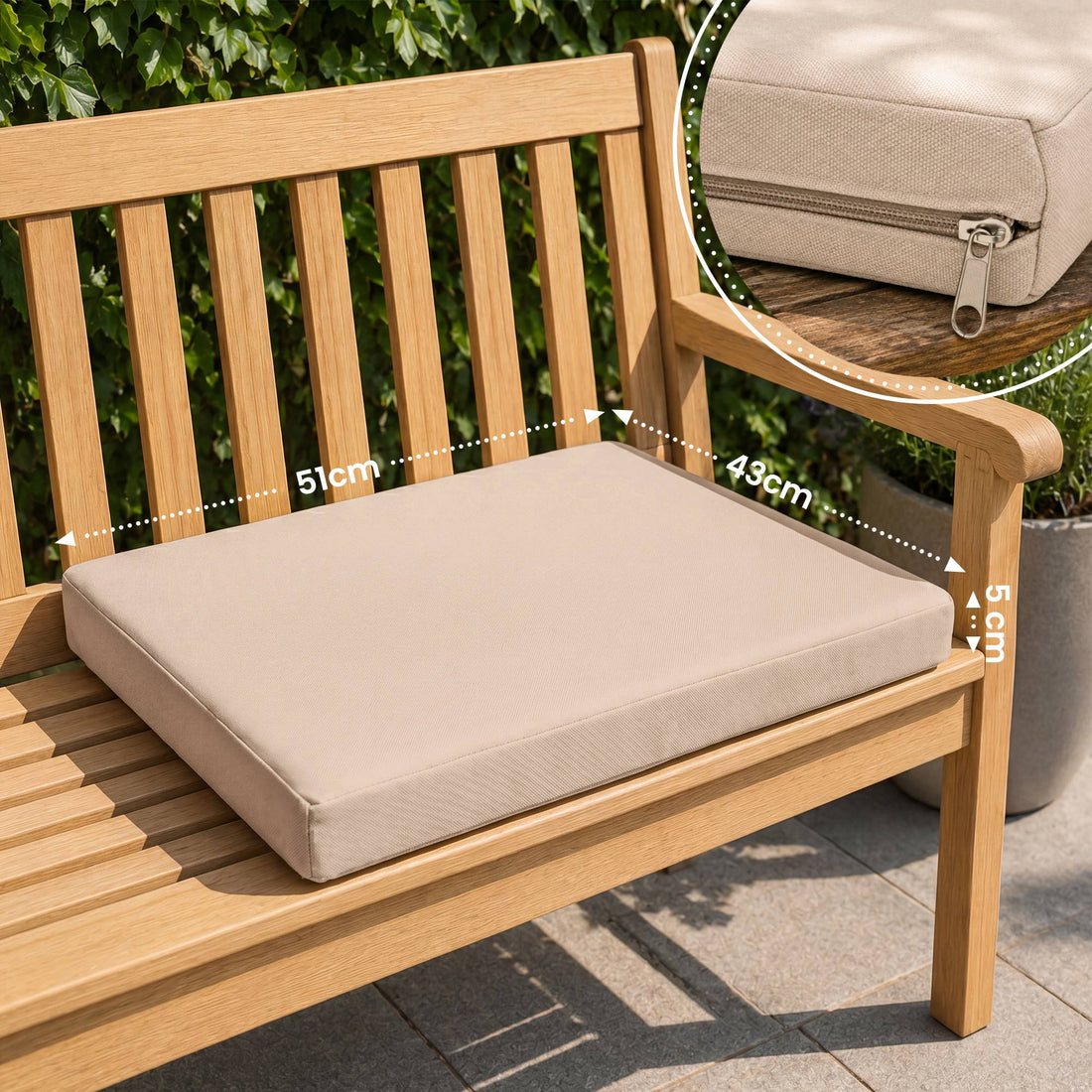 Zitkussen tuinstoel Lotta | Kleur: Creme | Afmetingen: 51x43x5 cm