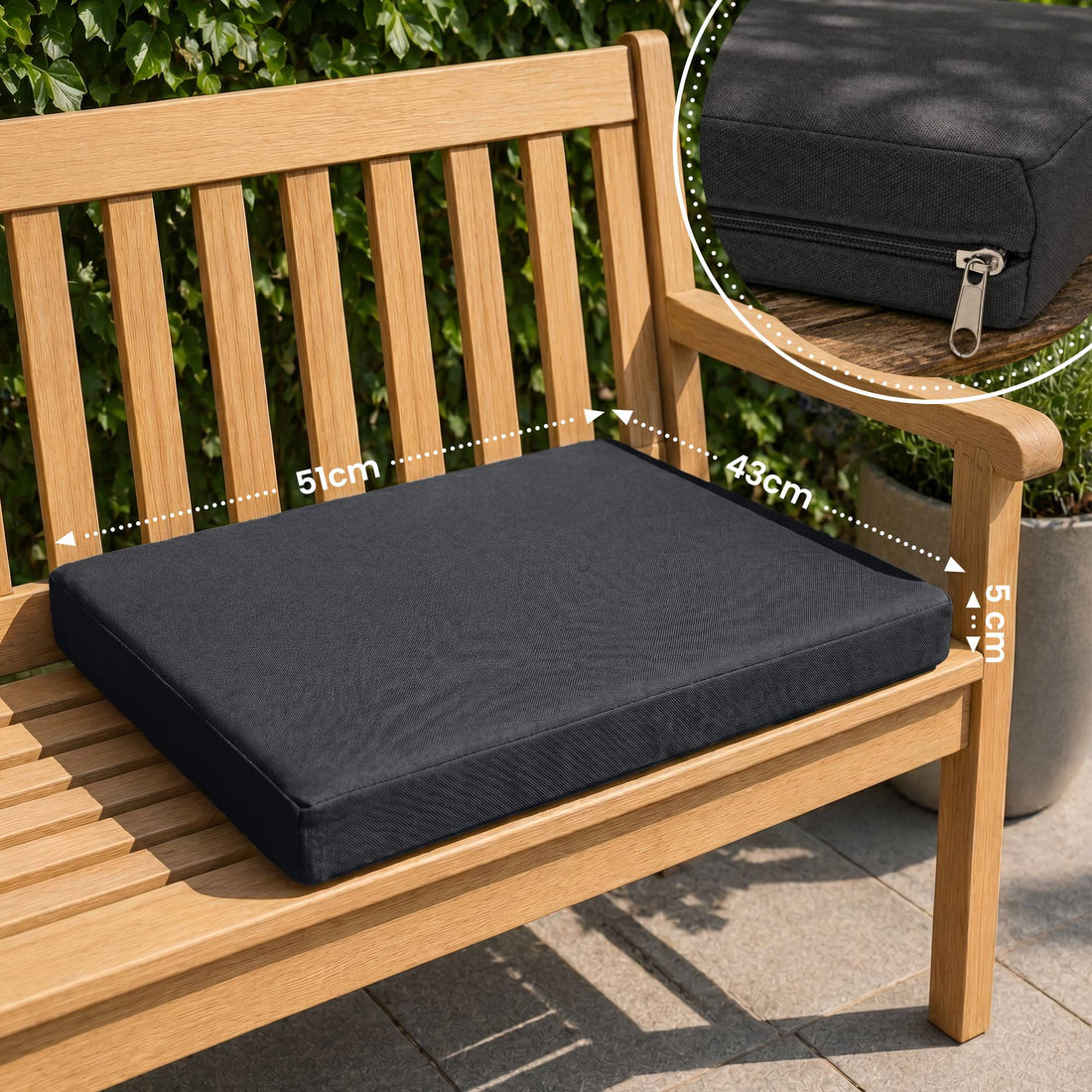 Zitkussen voor tuinstoel Lotta | Kleur: donkergrijs | Afmetingen: 51x43x5 cm