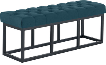 Zitbank Amun - Gestoffeerde Chesterfield bank | Kleur: blauw | Afmetingen: 120x38x46 cm