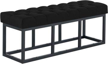 Zitbank Amun - Stoffen Chesterfield bank | Kleur: zwart | Afmetingen: 120x38x46 cm