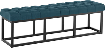 Zitbank Amun - Gestoffeerde Chesterfield bank | Kleur: blauw | Afmetingen: 150x38x46 cm