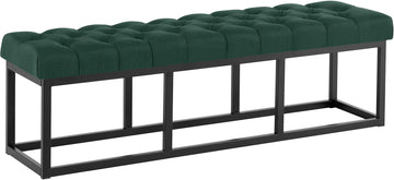 Zitbank Amun - Stoffen bank met Chesterfield knopen | Kleur: Groen | Afmetingen: 150x38x46 cm