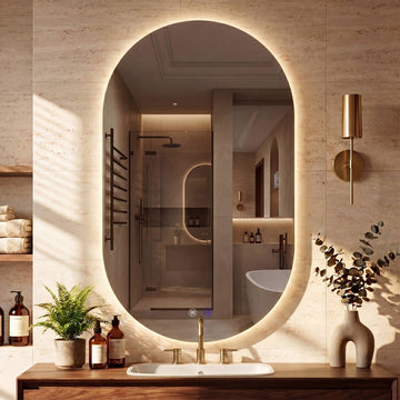 Ovale badkamerspiegel Barbora met LED | Kleur: helder/glas | Afmetingen: 60x3x100 cm
