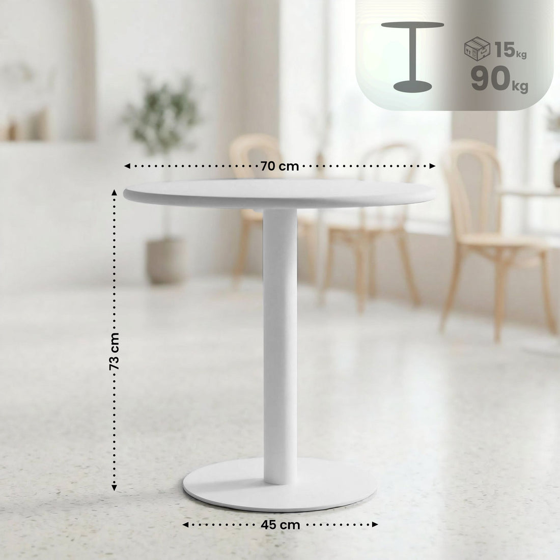Bistrotisch Jarla rund MDF - Weiß | Farbe: Weiß | Abmessungen: 70x70x73 cm